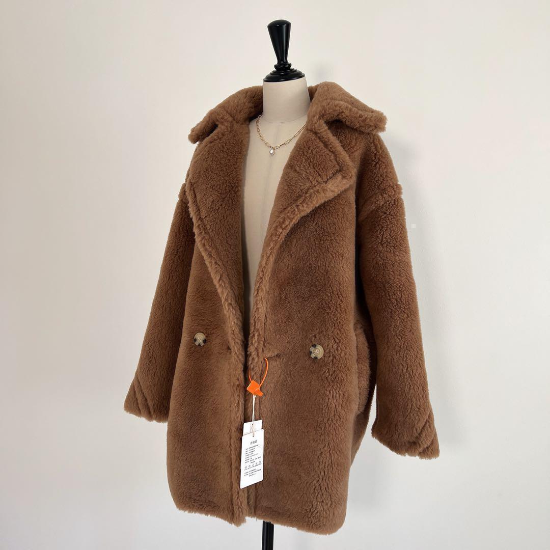 新品未使用 ベアミディアム丈 テディコート ライトブラウン