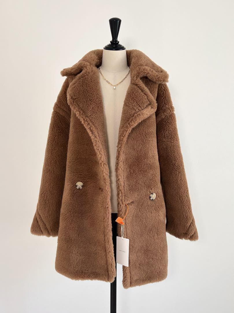 新品未使用 ベアミディアム丈 テディコート ライトブラウン