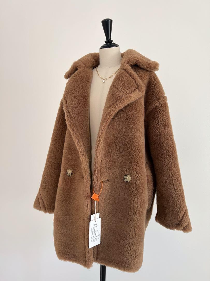 新品未使用 ベアミディアム丈 テディコート ライトブラウン