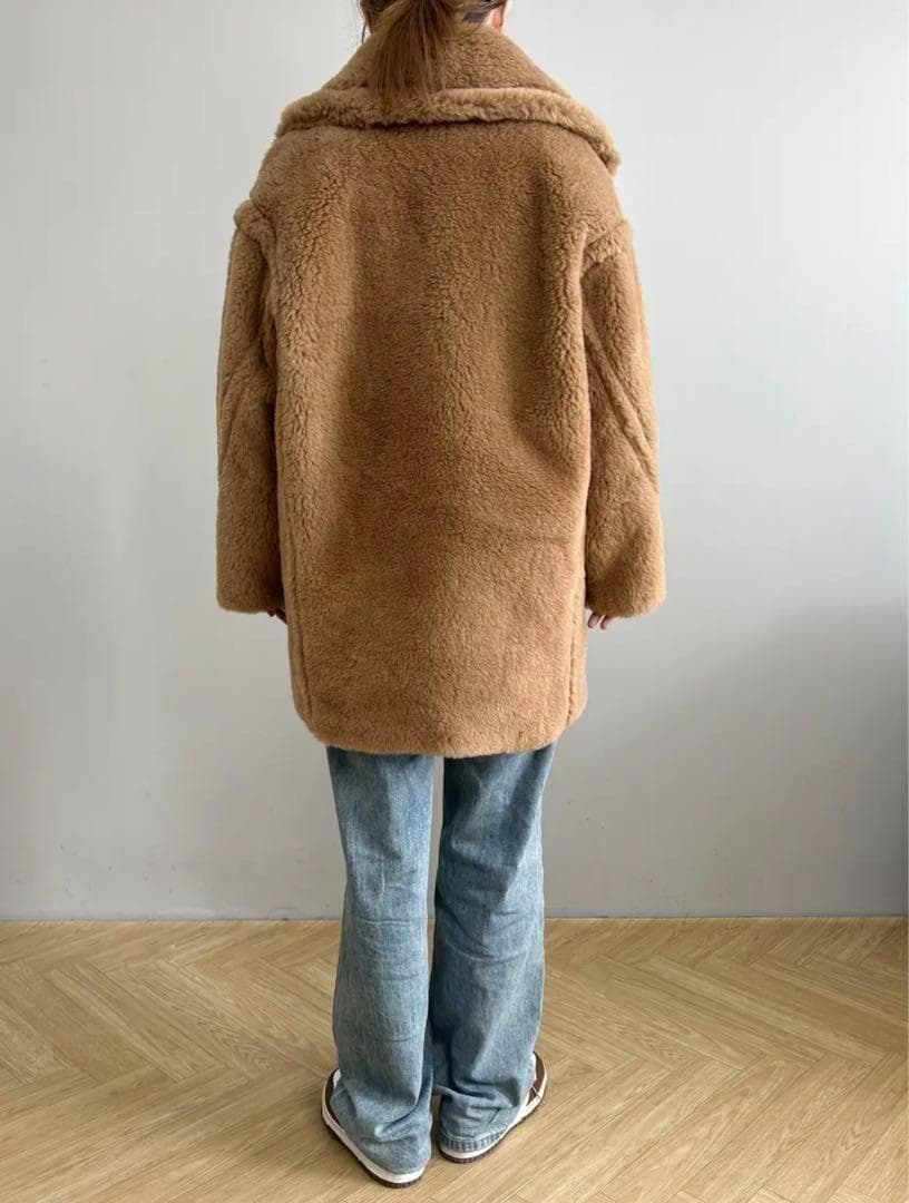 新品未使用 ベアミディアム丈 テディコート ライトブラウン