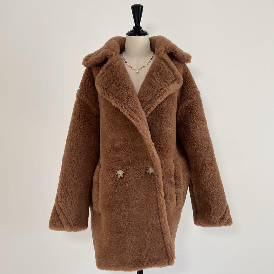 新品未使用 ベアミディアム丈 テディコート ライトブラウン