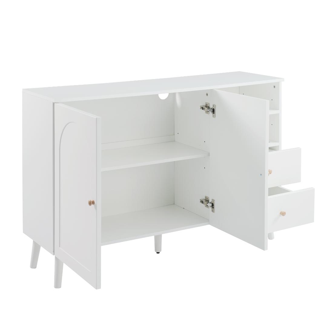 限定価格！キャビネット サイドボード コンパクトリビングボード　WHITE