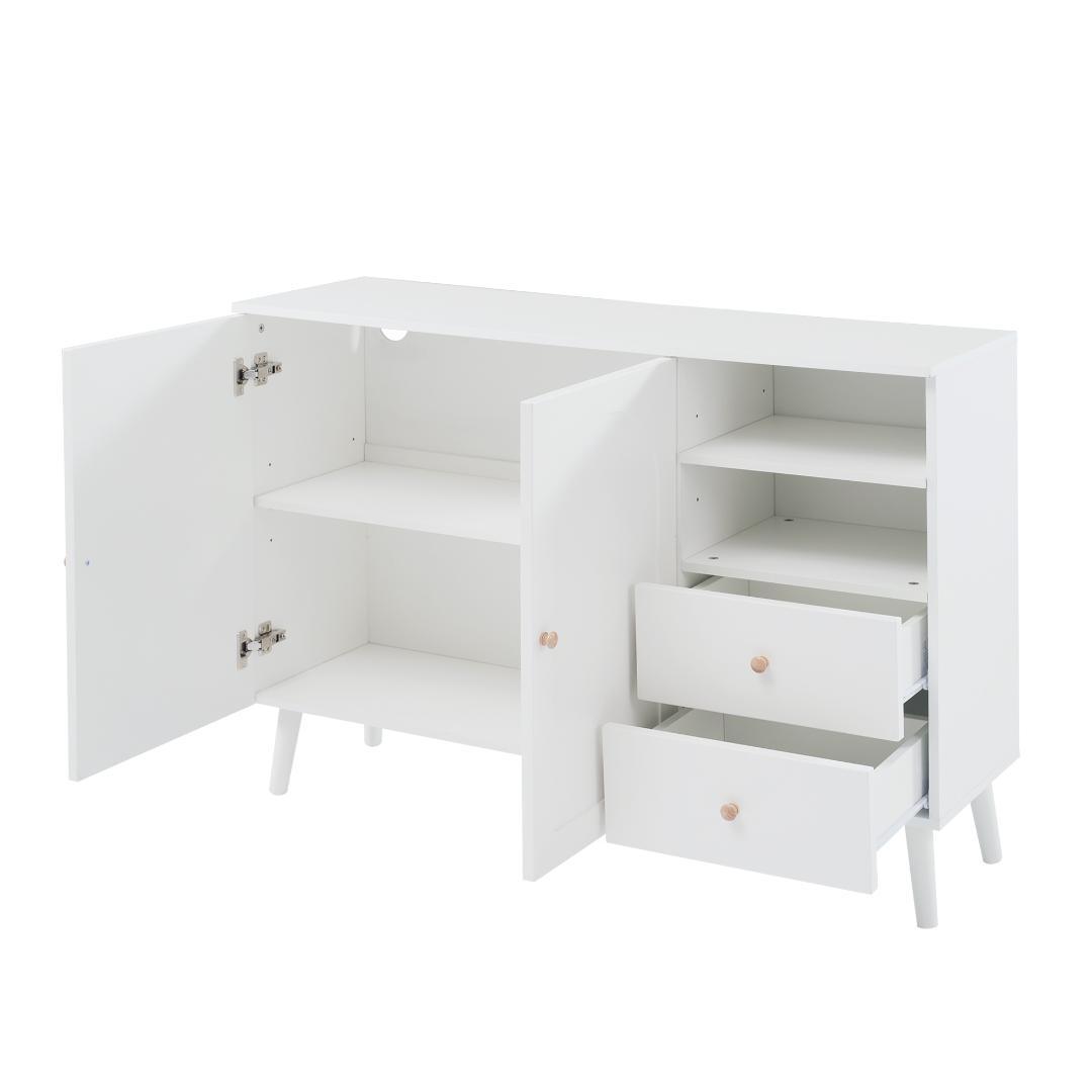 限定価格！キャビネット サイドボード コンパクトリビングボード　WHITE