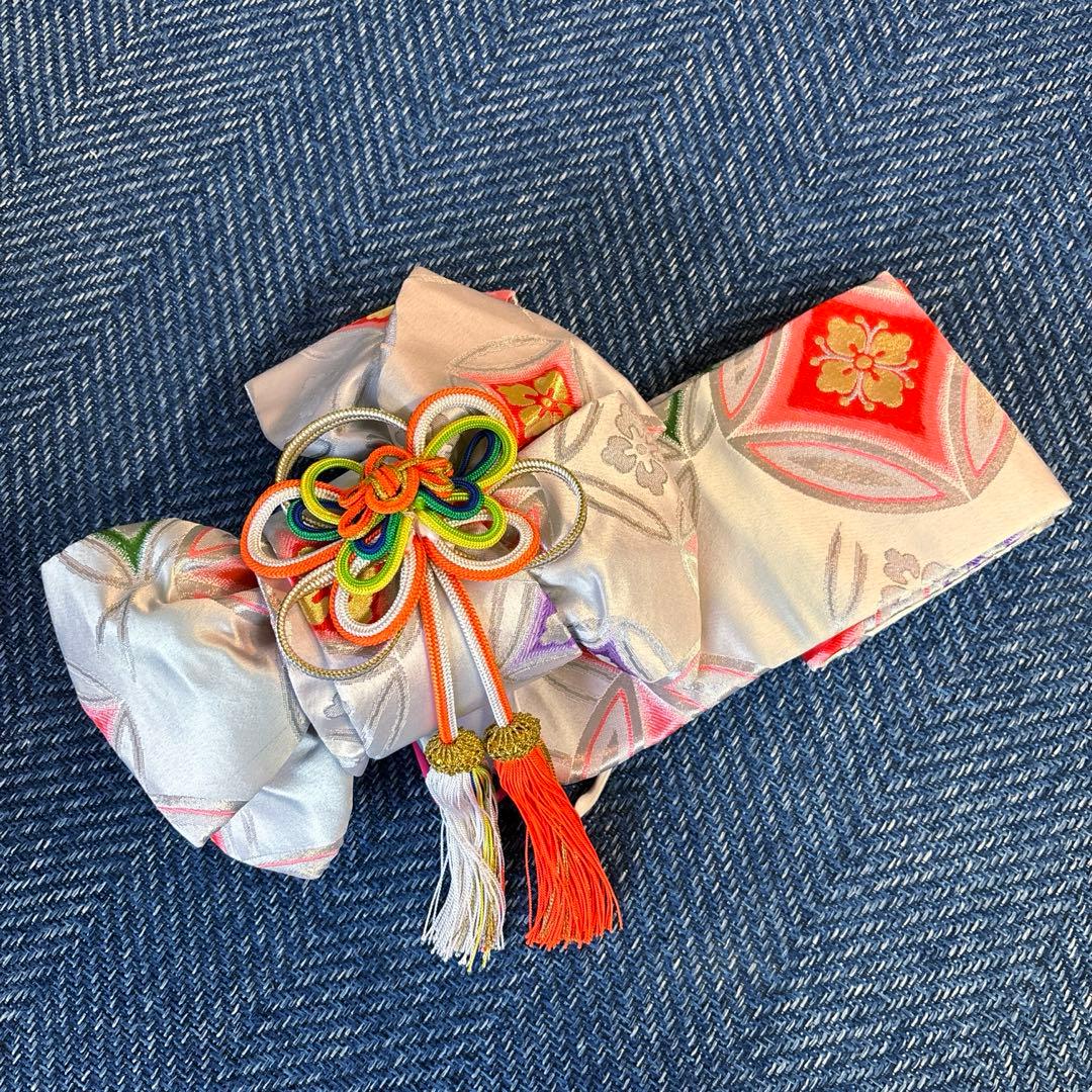 専用　7歳 七五三 着物帯セット 赤系& 和風髪飾り