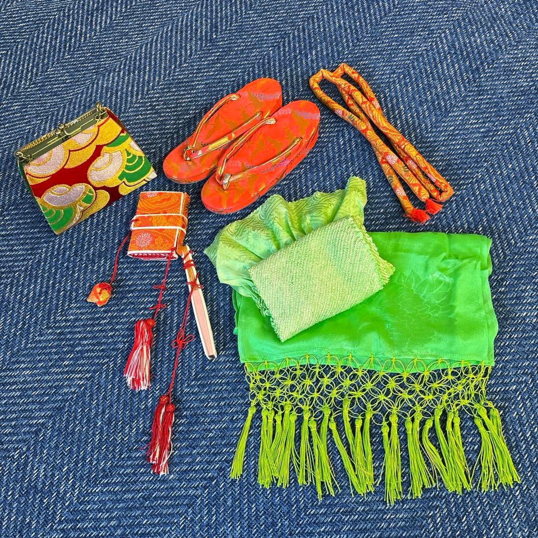 専用　7歳 七五三 着物帯セット 赤系& 和風髪飾り