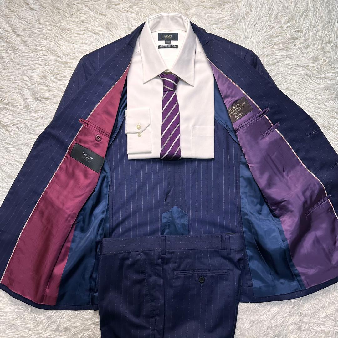 現行 極美品 ポールスミス カノニコ セットアップ 光沢 2トーンネイビー M2