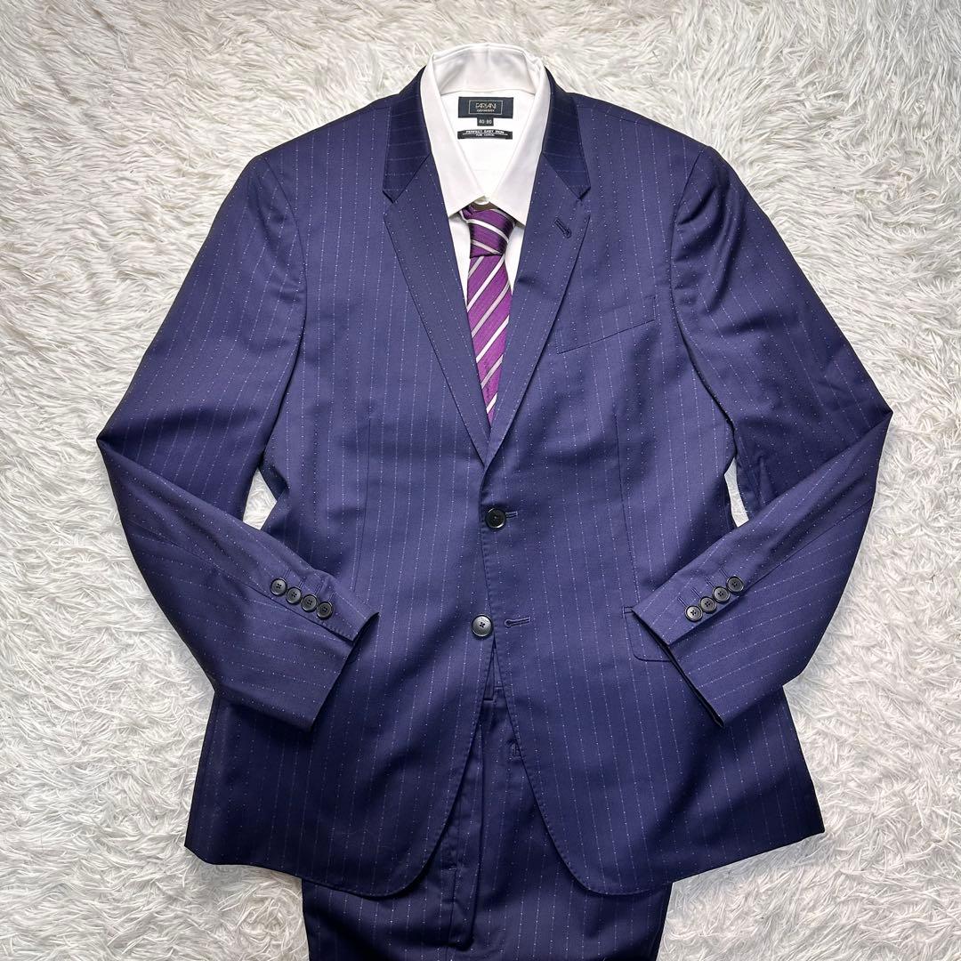 現行 極美品 ポールスミス カノニコ セットアップ 光沢 2トーンネイビー M2