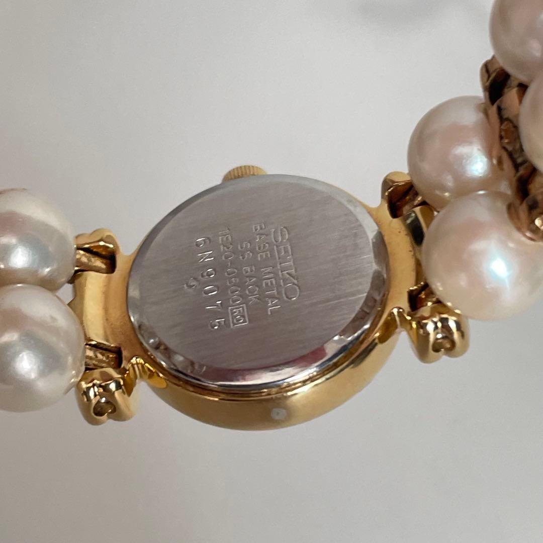 稼動品　希少　美品　SEIKO セイコー　パールブレスレット　ゴールド　腕時計