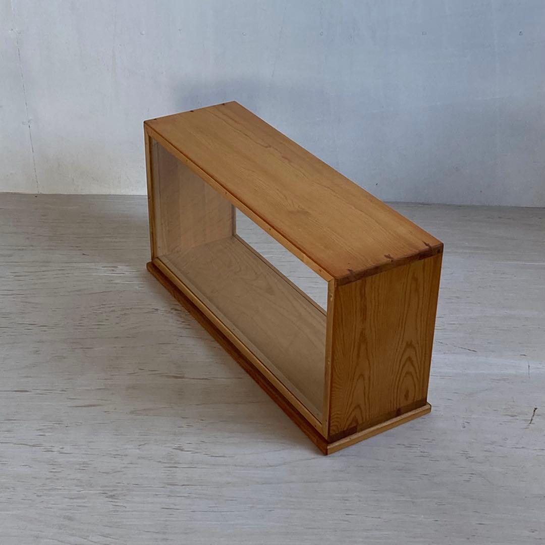 古い木製ガラスケース 横長 卓上ショーケース