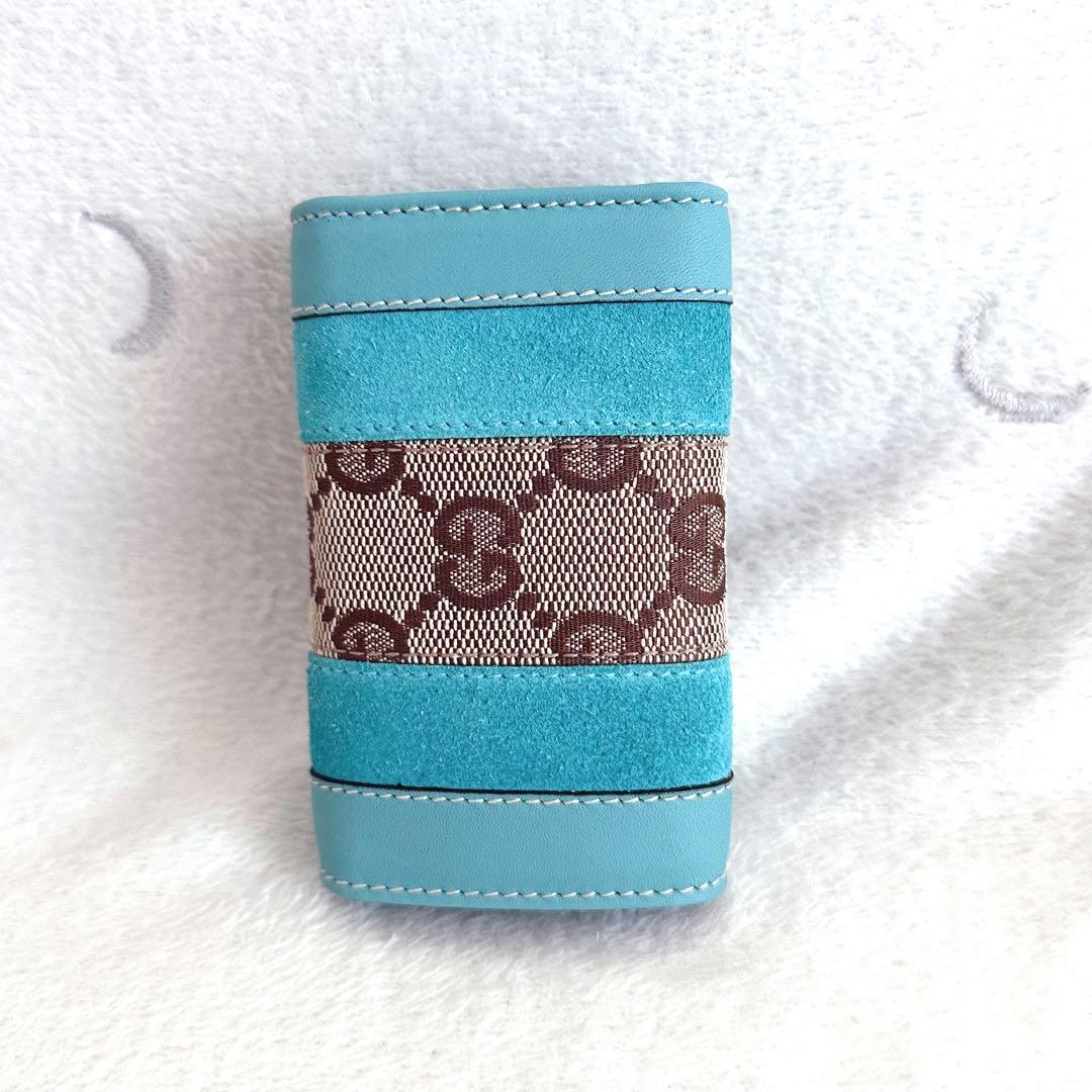 【極美品】グッチ　キーケース　GG柄　6連　レザー　スタッズ　ジャガード　箱付き