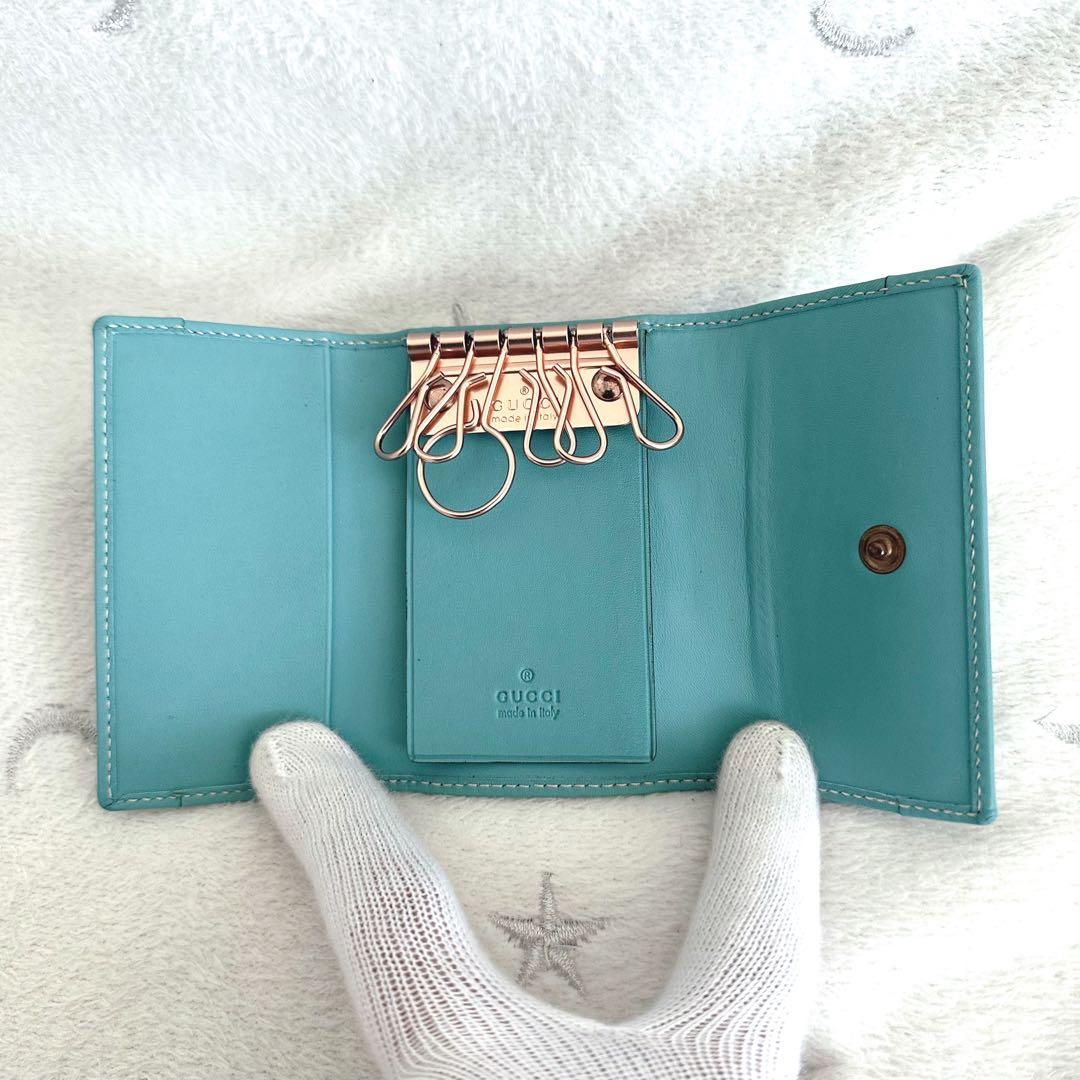 【極美品】グッチ　キーケース　GG柄　6連　レザー　スタッズ　ジャガード　箱付き