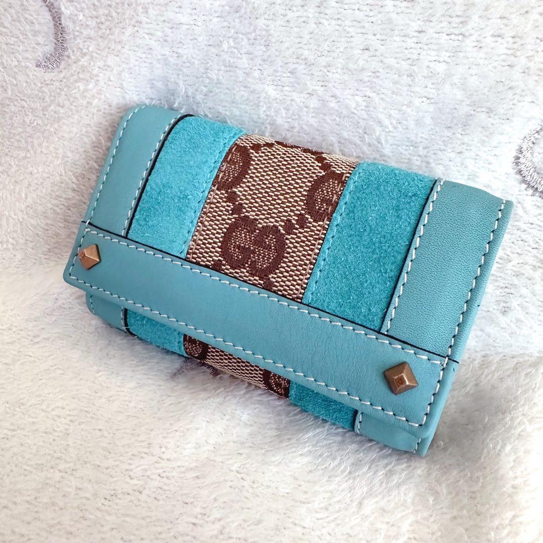 【極美品】グッチ　キーケース　GG柄　6連　レザー　スタッズ　ジャガード　箱付き