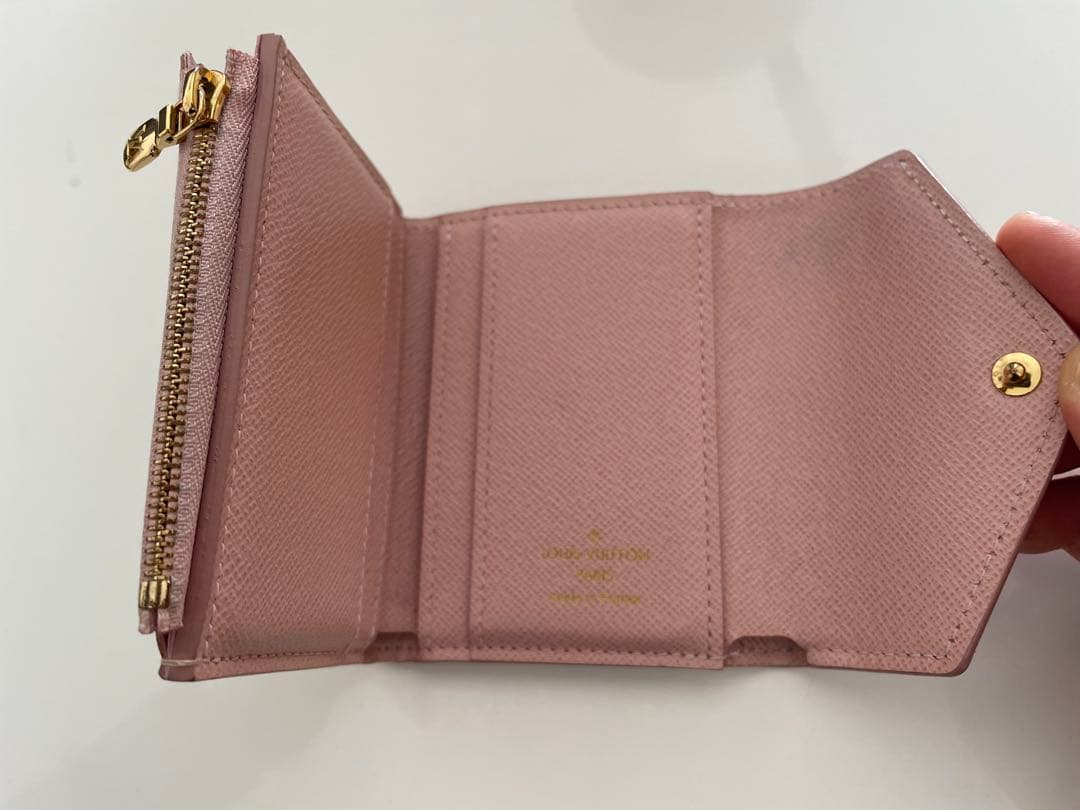LOUIS VUITTON 三つ折り財布 ベージュ/ピンク