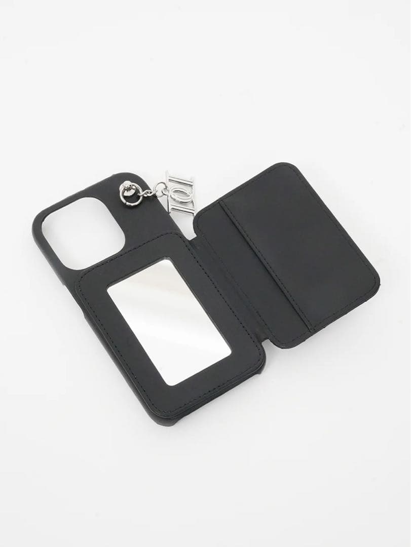 キルティングミラーDDチャームiPhoneケース 16pro ブラック