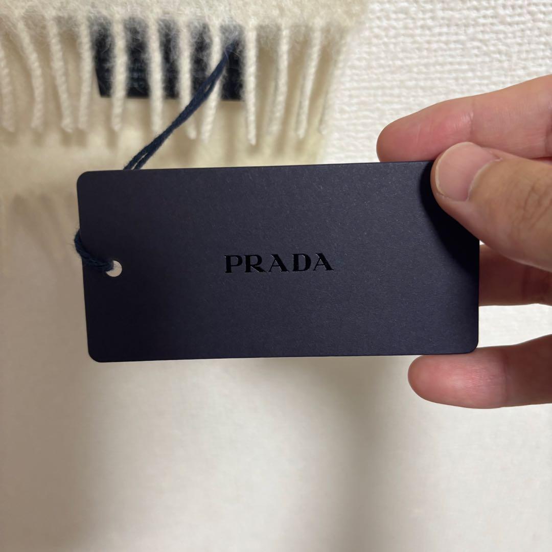 【新品未使用】PRADA アイボリー カシミヤマフラー ウールマフラー フリンジ
