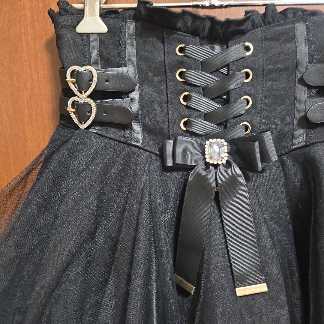 LIZLISA レースアップコルセットライクスカパン ブラック