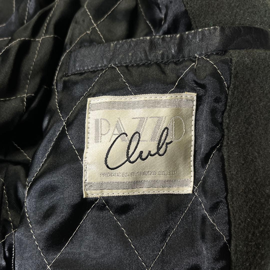 90s PAZZO CLUB スタジャン　袖レザー　刺繍　L相当　グリーン　黒