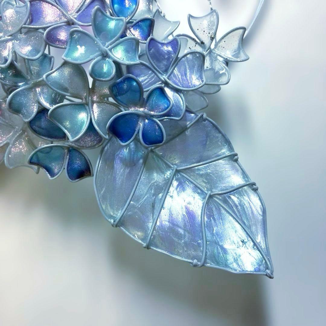 一点物　シェル紫陽花リース　ディップアート　ワイヤークラフト　アート