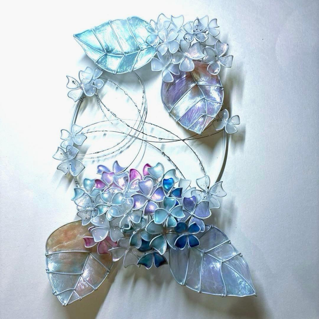 一点物　シェル紫陽花リース　ディップアート　ワイヤークラフト　アート