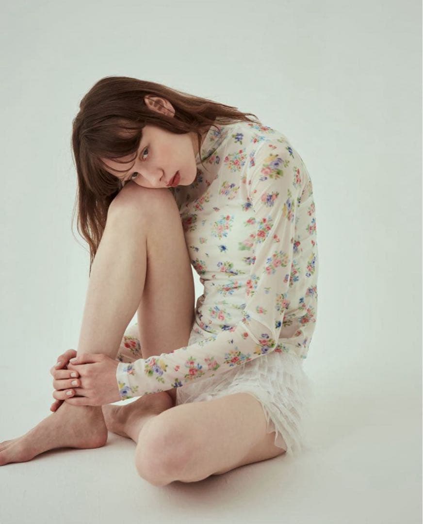 poppy アサギーニョ シースルー 小花柄トップス インナー tシャツ