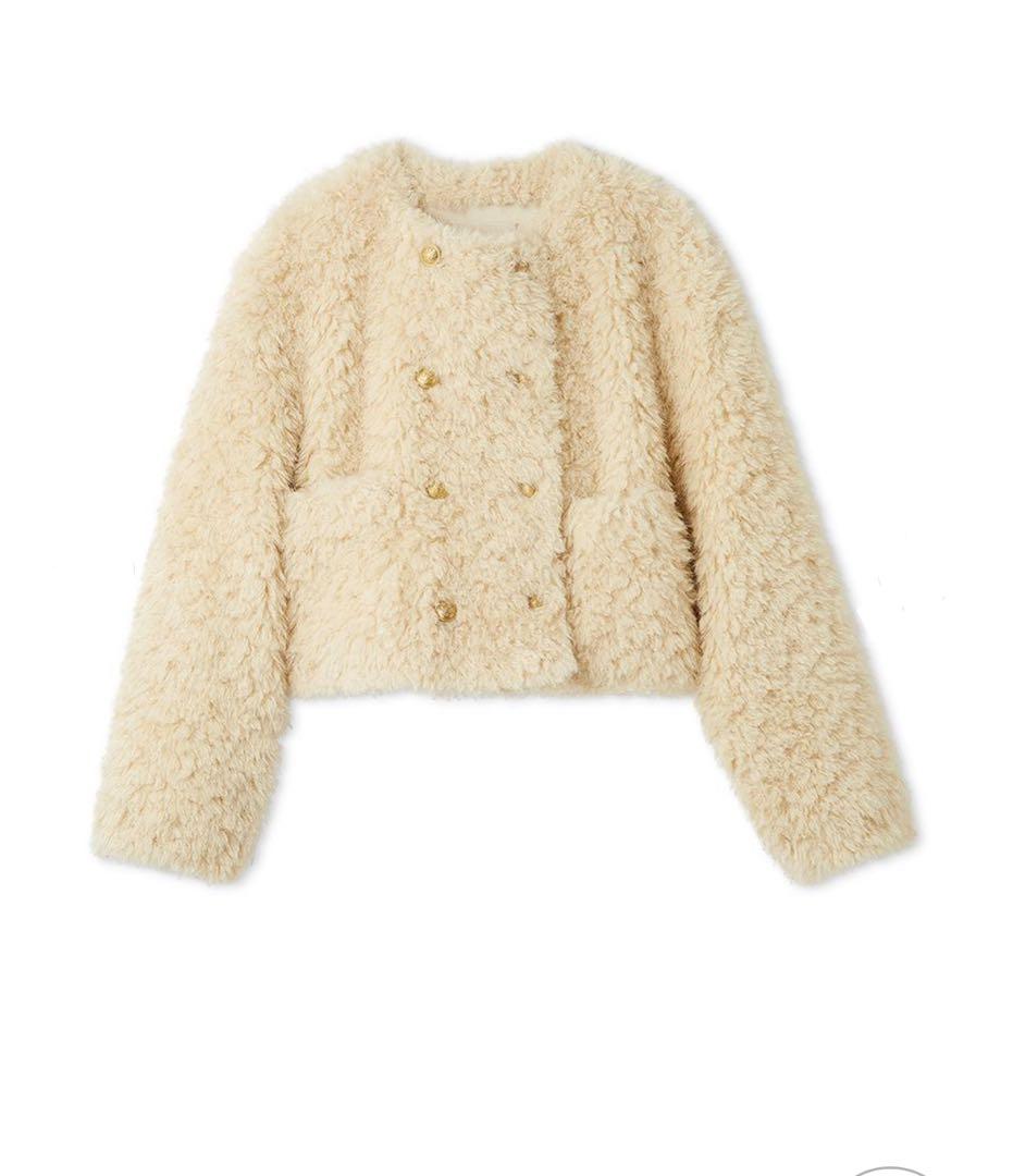 Mila Owen 金釦フェイクファー丈短ジャケット