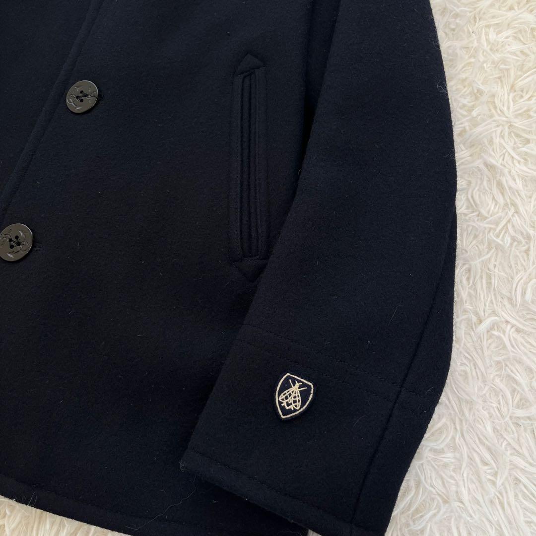 美品✨ オーシバル フード付き ウールメルトンコート ピーコート 2way 紺