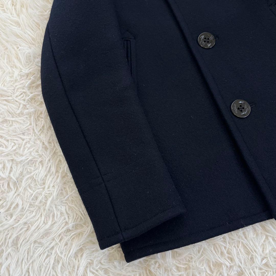 美品✨ オーシバル フード付き ウールメルトンコート ピーコート 2way 紺