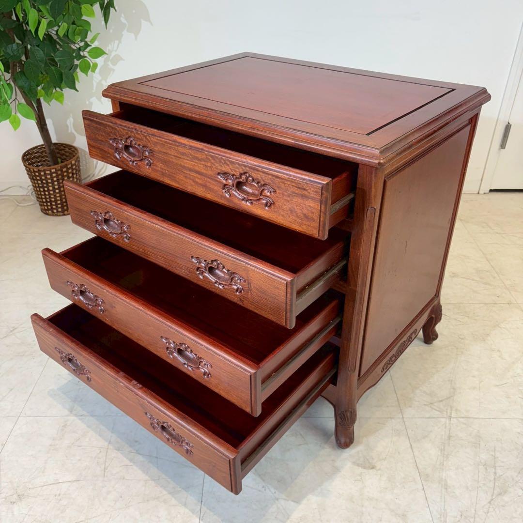 アジアンヴィンテージ　唐木家具　猫脚　4段チェスト