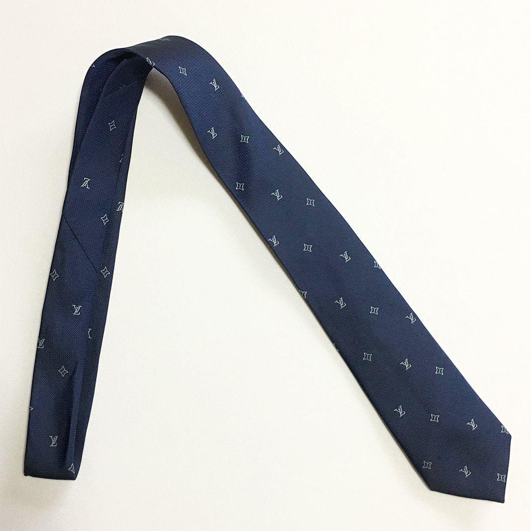 未使用級 ルイヴィトン Louis Vuitton ネクタイ ネイビー LV柄