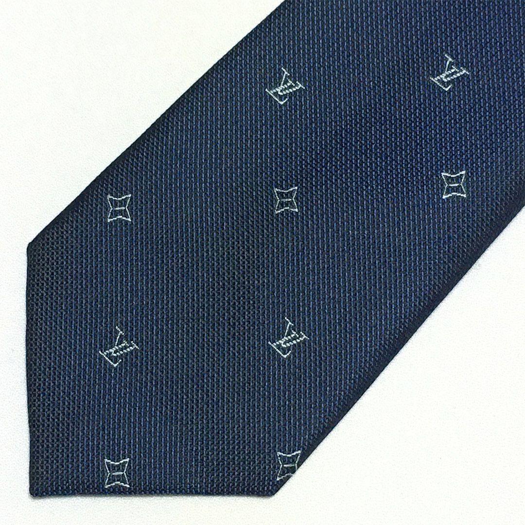 未使用級 ルイヴィトン Louis Vuitton ネクタイ ネイビー LV柄