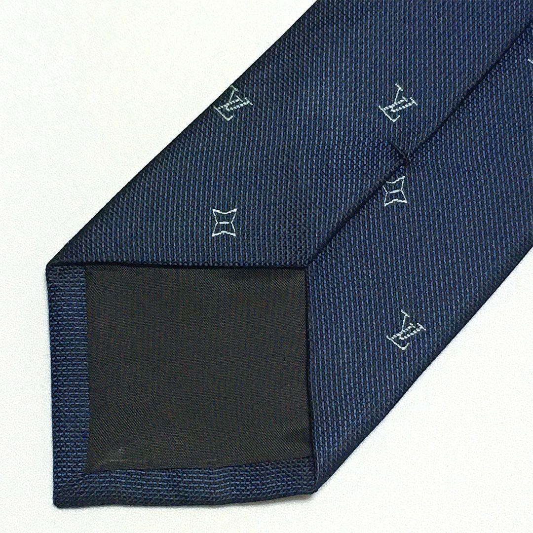 未使用級 ルイヴィトン Louis Vuitton ネクタイ ネイビー LV柄