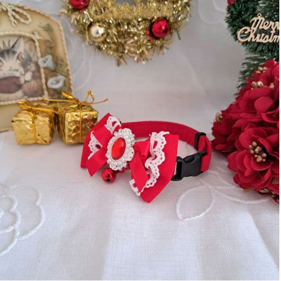 プッチ、クリスマスシリーズ(赤くまさん)わんちゃん猫ちゃん用首輪