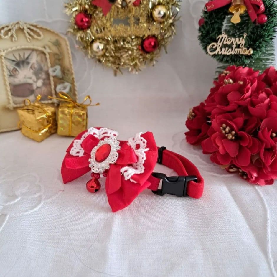 プッチ、クリスマスシリーズ(赤くまさん)わんちゃん猫ちゃん用首輪