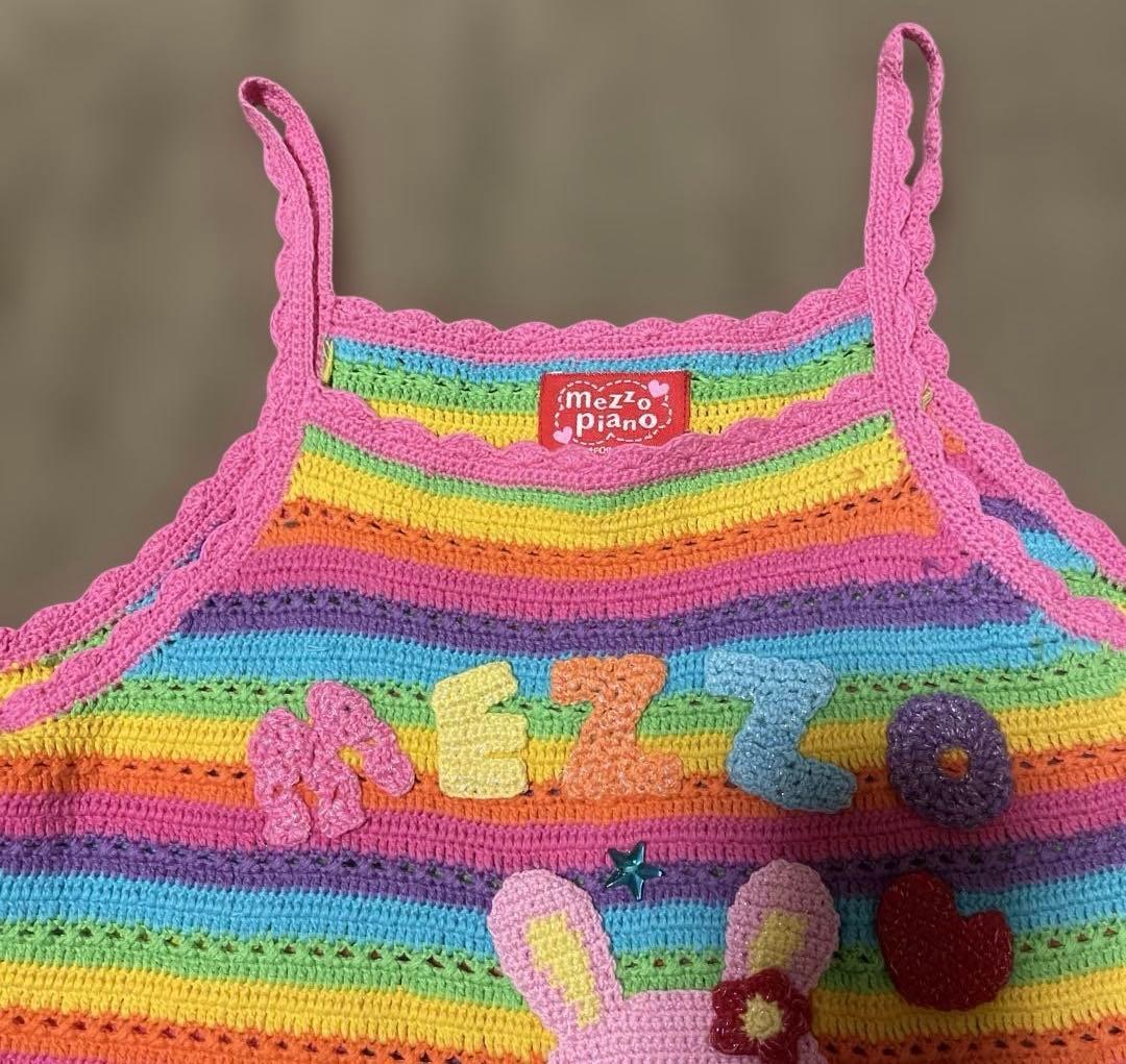 希少　メゾピアノ　ニット　キャミワンピース　L キッズ　ブランド　棉100美品