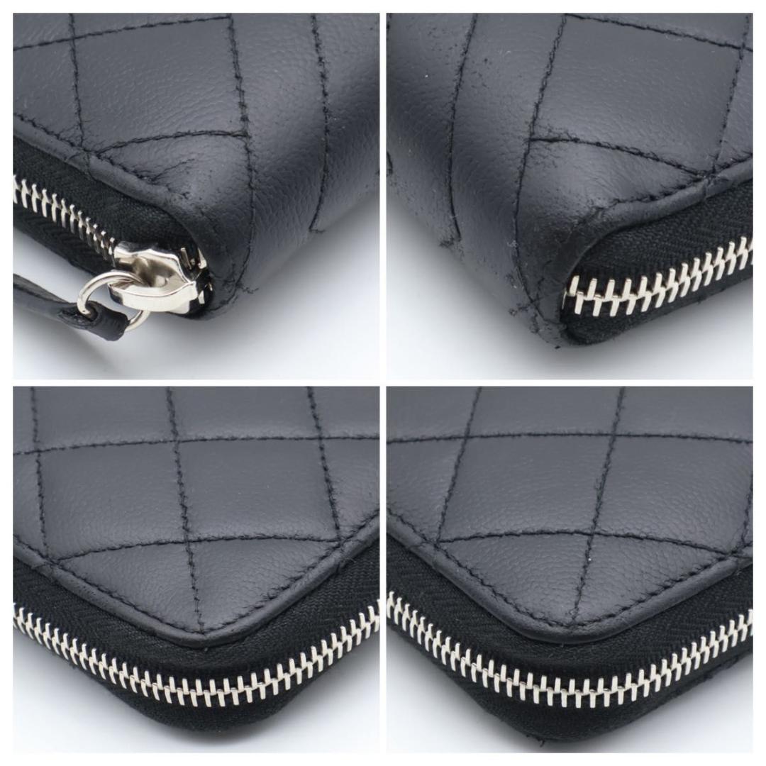 【極美品】CHANEL ジップアラウンドウォレット　ダイヤモンドステッチ　長財布