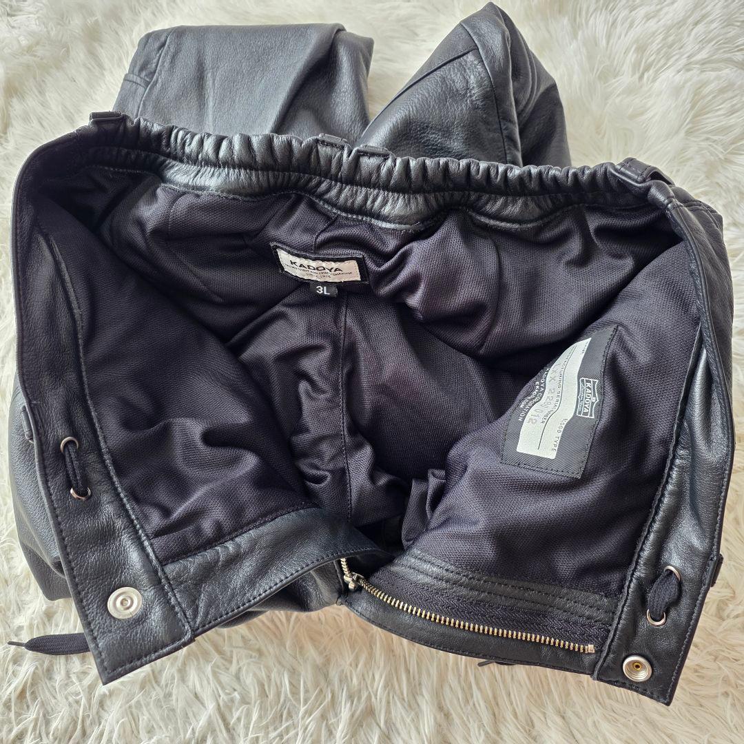 【極美品/稀少3L】KADOYA レザーパンツ カーゴパンツ ライダース 牛革