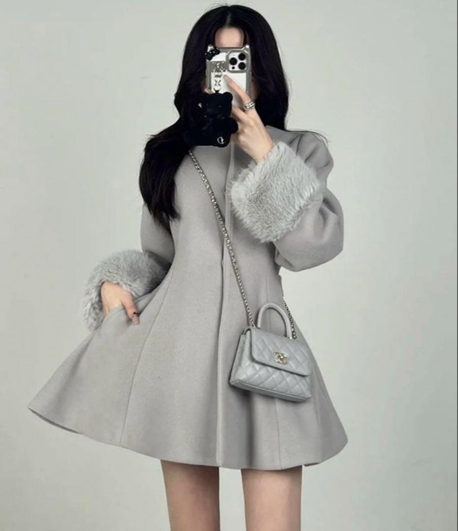 Darich ウエストベルト メルトンコート FL グレー ファー付き 美品