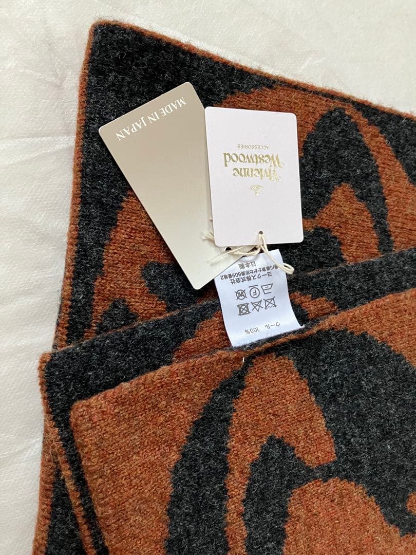 ヴィヴィアンウエストウッド【新品】ウール ニット マフラー オーブ柄/男女兼用