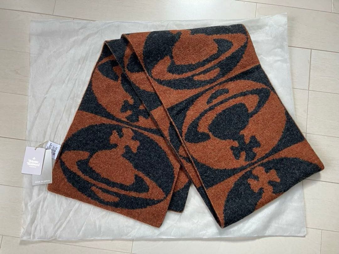 ヴィヴィアンウエストウッド【新品】ウール ニット マフラー オーブ柄/男女兼用