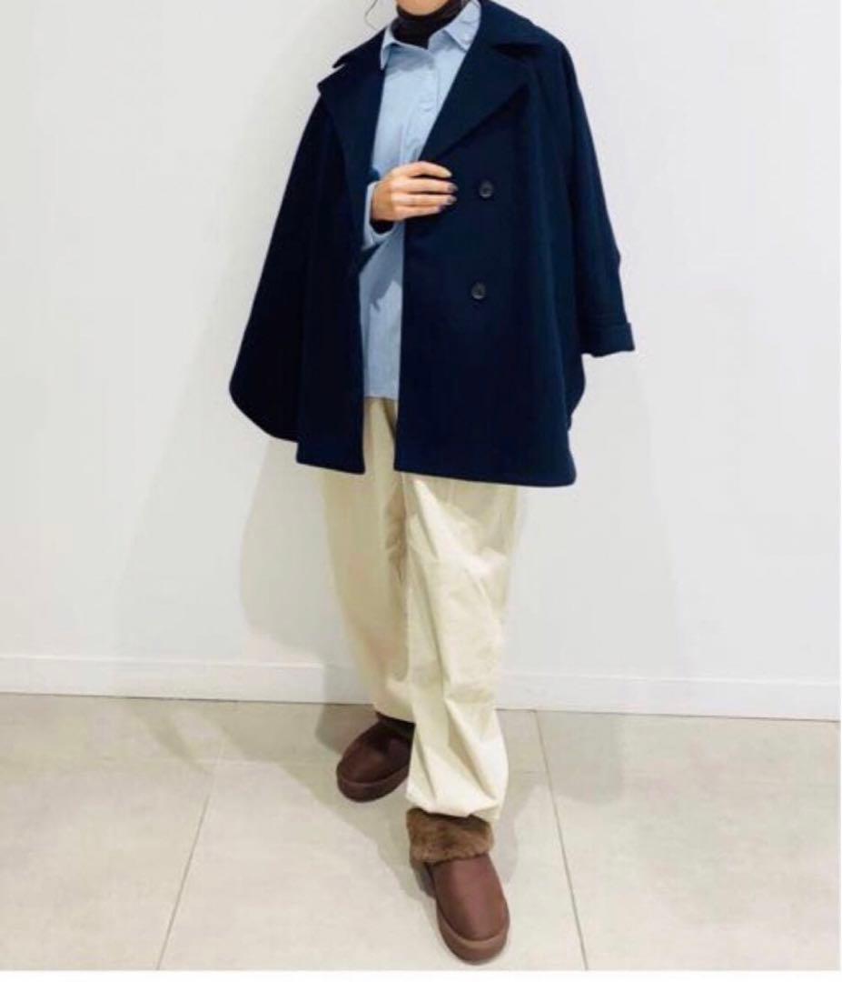 新品　GU コージーメルトンケープコート　XL