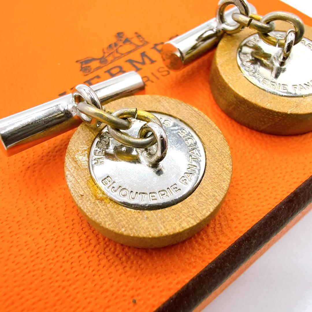 ◇エルメス◇ウッド/メッキ/セリエ/カフス/カフリンクス/シルバー/ブラウン