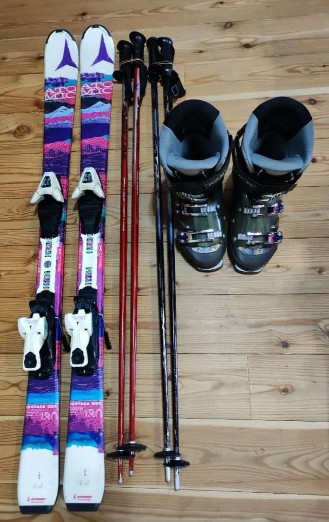 【中古】Atomic X-Can 2 スキー 板／130㎝スキーブーツ、ストック