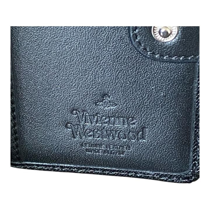 美品　ヴィヴィアンウエストウッド がま口 二つ折り財布 レザ- ブラック