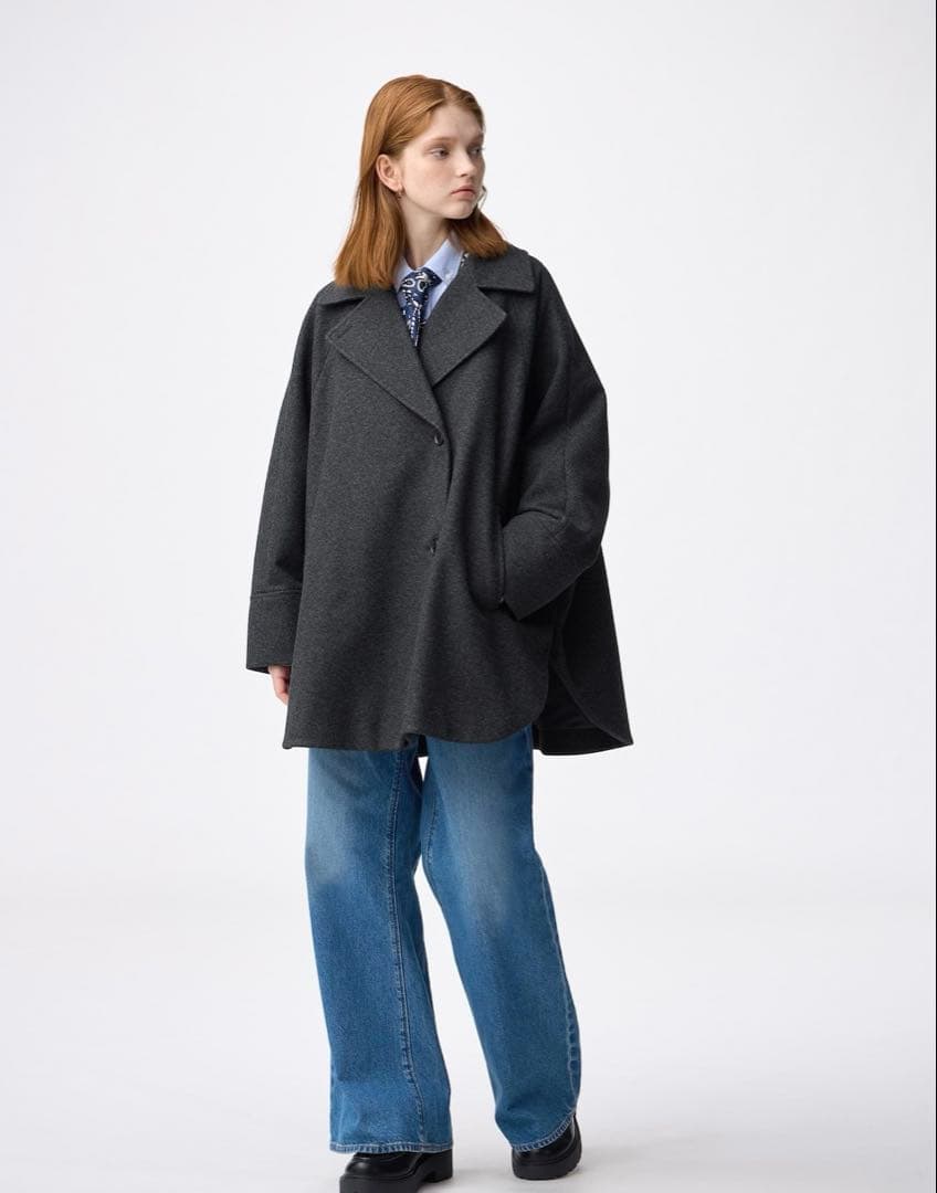 GU コージーメルトンケープコート S グレー