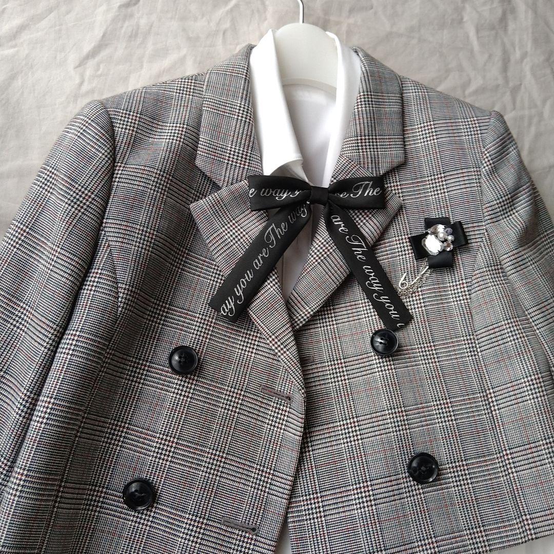 150 ELLE　卒服　グレンチェック　グレー系