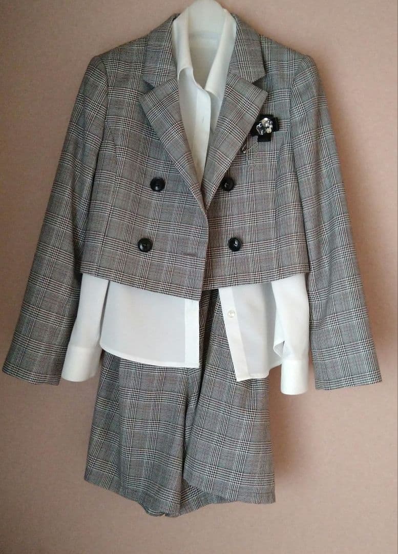 150 ELLE　卒服　グレンチェック　グレー系