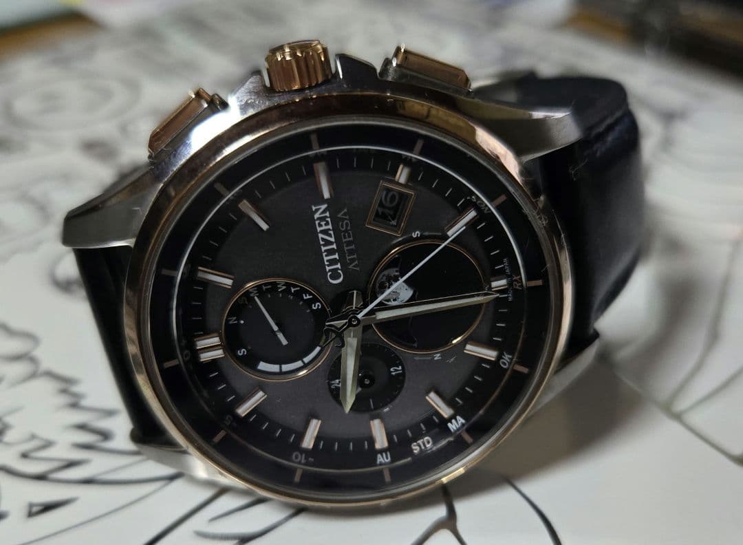 シチズン アテッサ ムーンフェイズ 電波ソーラー BY1004-17X