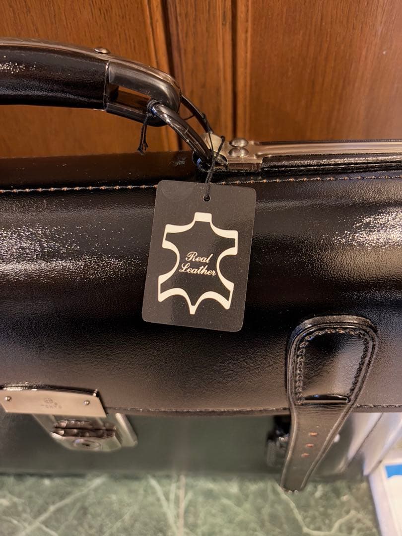 値下げ！！ 新品 未使用 学生鞄　スクール鞄　レザー ブラック　レトロ　昭和