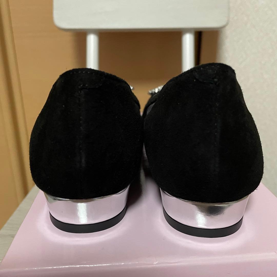 【新品未使用】ダイアナ　ビジューバックル付　フラットシューズ　ブラック　25cm