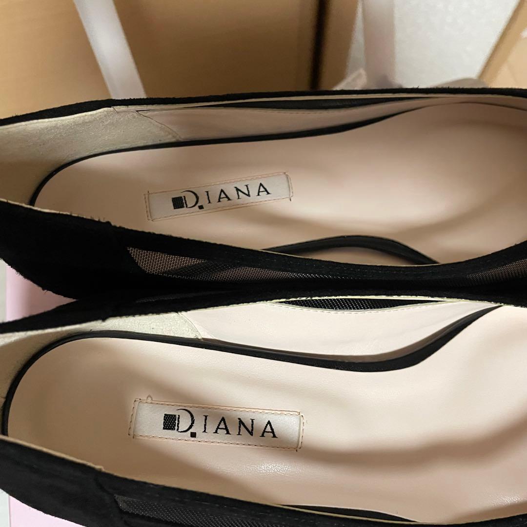 【新品未使用】ダイアナ　ビジューバックル付　フラットシューズ　ブラック　25cm